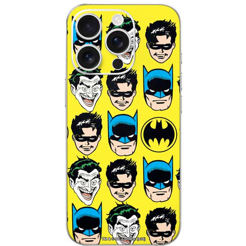 DC Comics Batman Vintage Character Pattern - Joker and Robin iPhone 16 Pro Skin
