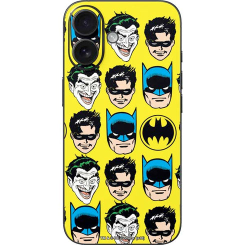DC Comics Batman Vintage Character Pattern - Joker and Robin iPhone 16 Skin