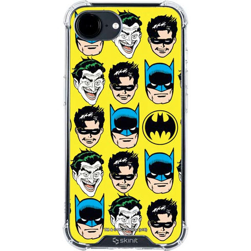 DC Comics Batman Vintage Character Pattern - Joker and Robin iPhone 16e Clear Case
