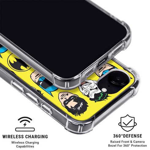 DC Comics Batman Vintage Character Pattern - Joker and Robin iPhone 16e Clear Case