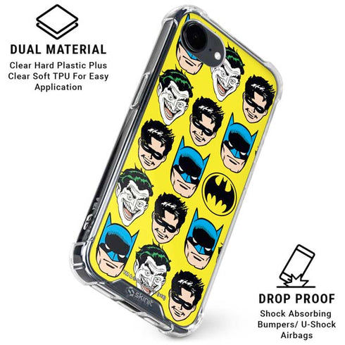 DC Comics Batman Vintage Character Pattern - Joker and Robin iPhone 16e Clear Case