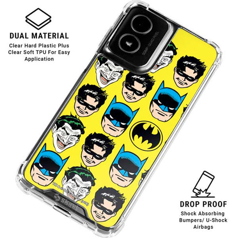 DC Comics Batman Vintage Character Pattern - Joker and Robin Moto G Power 5G (2024) Clear Case