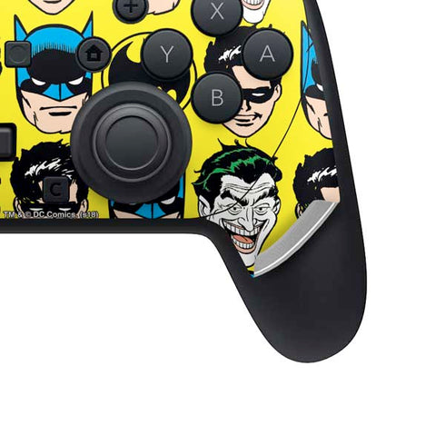 DC Comics Batman Vintage Character Pattern - Joker and Robin Nintendo Switch 2 (2025) Pro Controller Skin