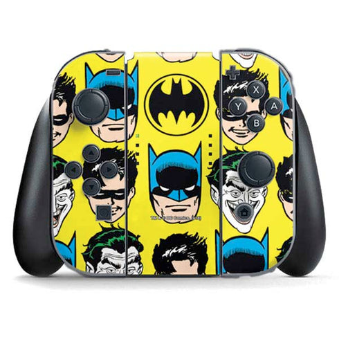 DC Comics Batman Vintage Character Pattern - Joker and Robin Nintendo Switch (2017-2021) Joy-Con Controller Skin