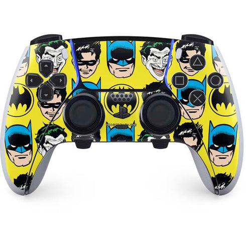 DC Comics Batman Vintage Character Pattern - Joker and Robin PS5 DualSense Edge Pro Controller Skin
