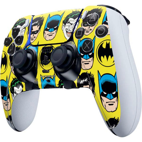 DC Comics Batman Vintage Character Pattern - Joker and Robin PS5 DualSense Edge Pro Controller Skin