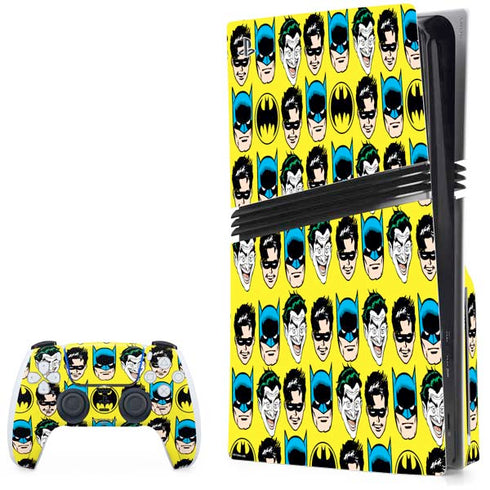 DC Comics Batman Vintage Character Pattern - Joker and Robin PS5 Pro Disk Bundle Skin