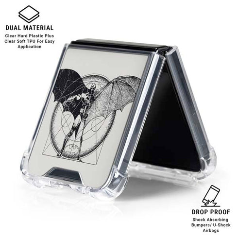 DC Comics Batman Skeleton diagram Art Galaxy Z Flip6 Clear Case