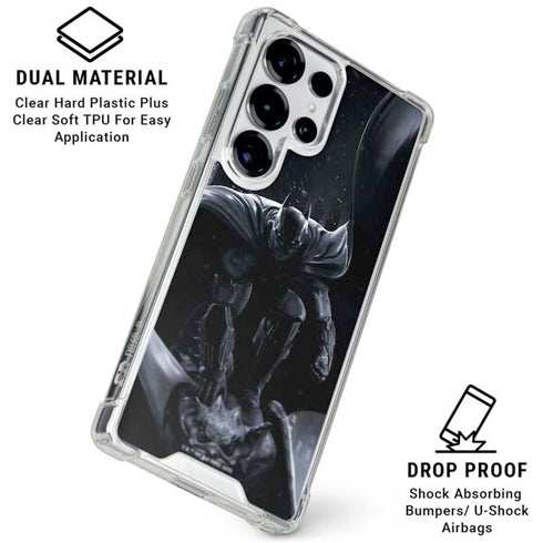 DC Comics Arkham Origins Batman In action pose Galaxy S25 Ultra Clear Case