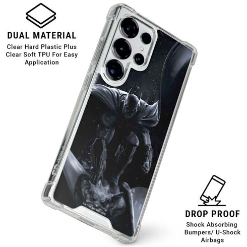 DC Comics Arkham Origins Batman In action pose Galaxy S26 Ultra Clear Case