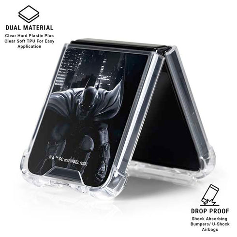 DC Comics Arkham Origins Batman In action pose Galaxy Z Flip7 Clear Case