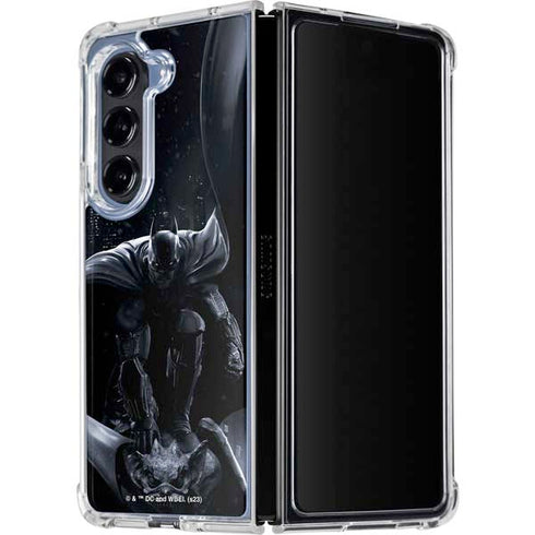 DC Comics Arkham Origins Batman In action pose Galaxy Z Fold5 5G Clear Case