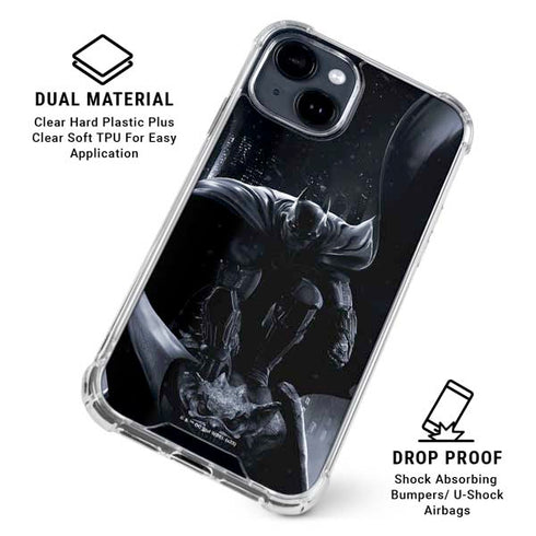 DC Comics Arkham Origins Batman In action pose iPhone 15 Clear Case