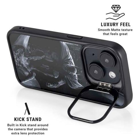 DC Comics Arkham Origins Batman In action pose iPhone 15 Kickstand Case