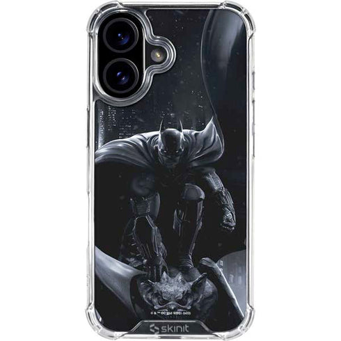 DC Comics Arkham Origins Batman In action pose iPhone 16 Plus Clear Case