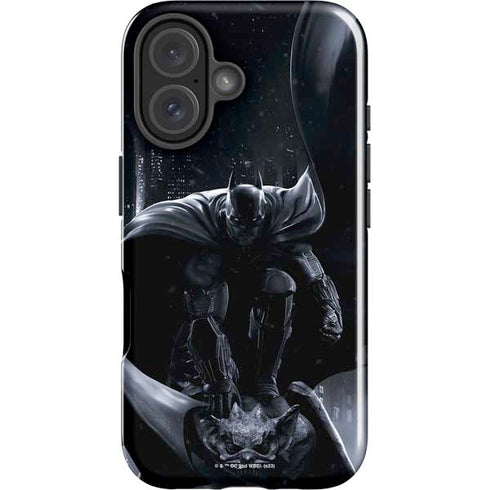 DC Comics Arkham Origins Batman In action pose iPhone 16 Plus Impact Case