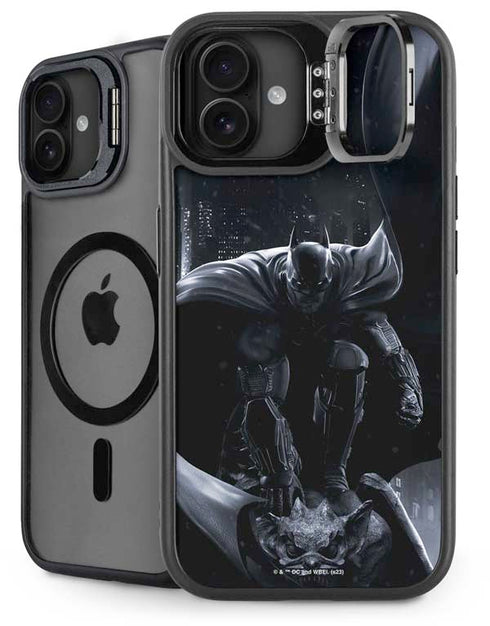 DC Comics Arkham Origins Batman In action pose iPhone 16 Plus Kickstand Case
