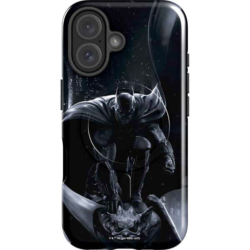 DC Comics Arkham Origins Batman In action pose iPhone 16 Plus Magsafe Impact Case