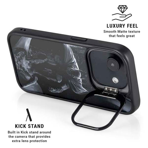 DC Comics Arkham Origins Batman In action pose iPhone 16e Kickstand Case