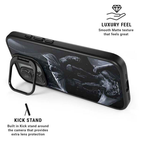 DC Comics Arkham Origins Batman In action pose iPhone 17 Kickstand Case