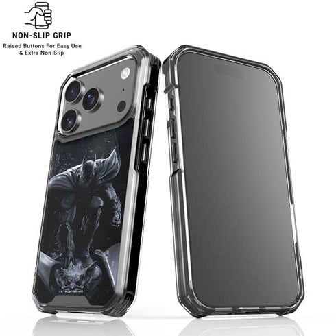 DC Comics Arkham Origins Batman In action pose iPhone 17 Pro Clear Case
