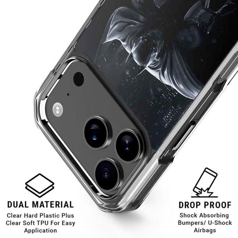 DC Comics Arkham Origins Batman In action pose iPhone 17 Pro Max Clear Case