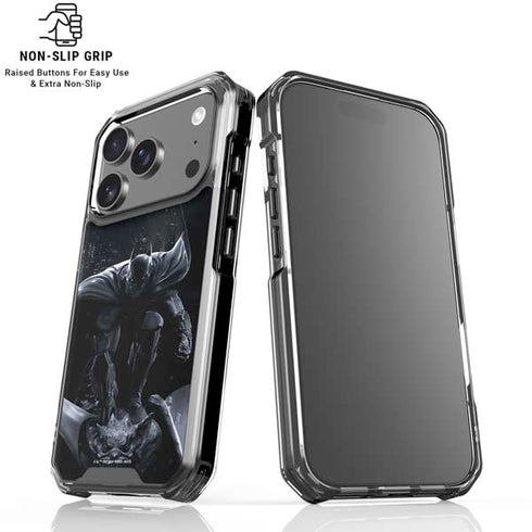 DC Comics Arkham Origins Batman In action pose iPhone 17 Pro Max Clear Case