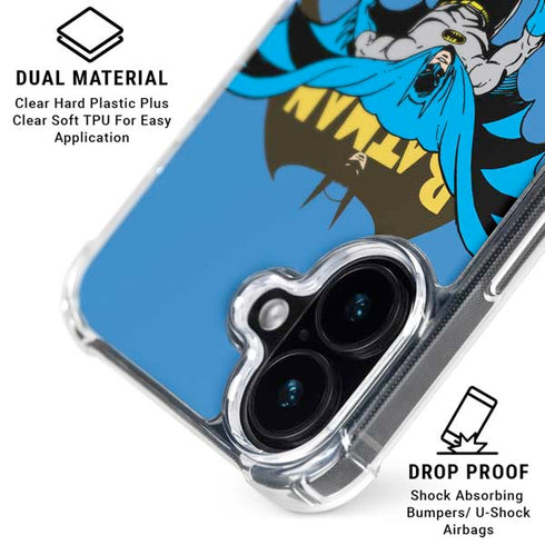 DC Comics Batman Vintage Action Pose iPhone 16 Clear Case