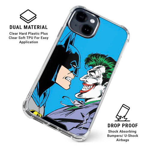 DC Comics The Joker vs Batman Vintage art iPhone 15 Clear Case