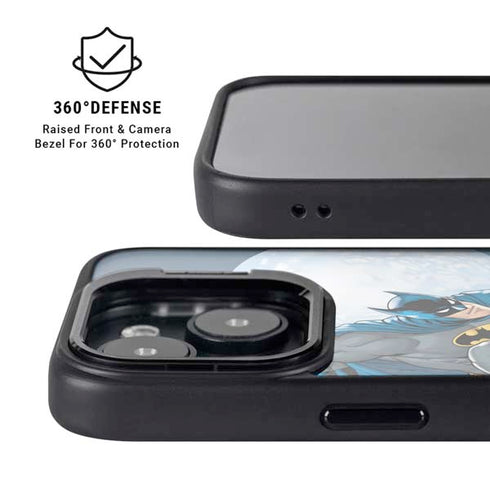 DC Comics Batman Watches Over the City iPhone 15 Plus Kickstand Case