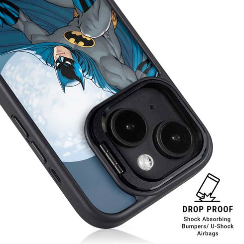 DC Comics Batman Watches Over the City iPhone 15 Plus Kickstand Case