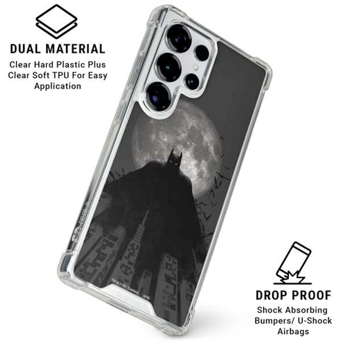 DC Comics Batman On City with Moon Art Galaxy S26 Ultra Clear Case