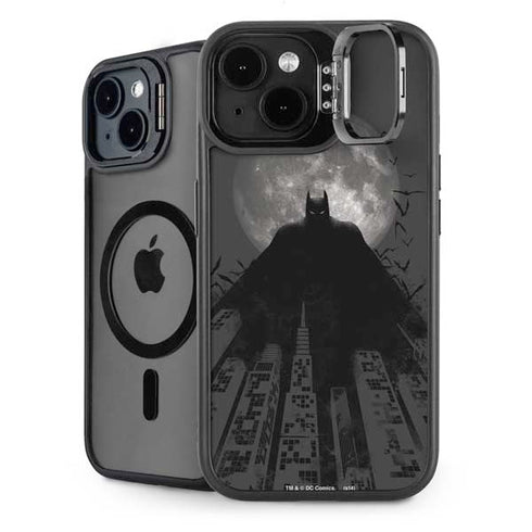 DC Comics Batman On City with Moon Art iPhone 15 Plus Kickstand Case