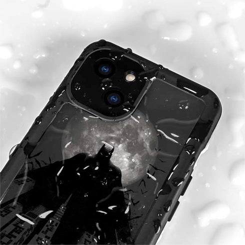 DC Comics Batman On City with Moon Art iPhone 15 Plus Waterproof Case