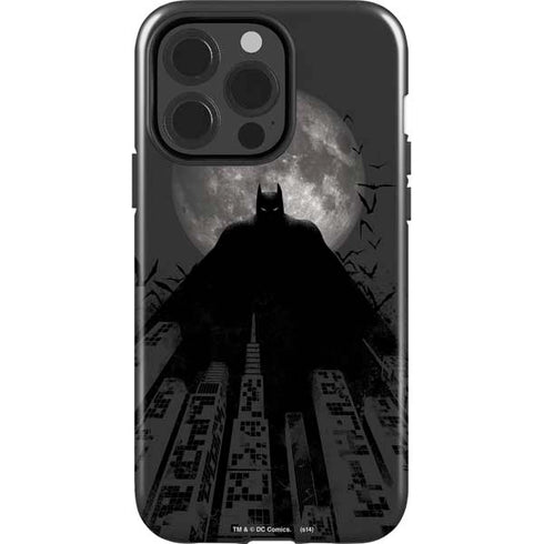 DC Comics Batman On City with Moon Art iPhone 15 Pro Impact Case