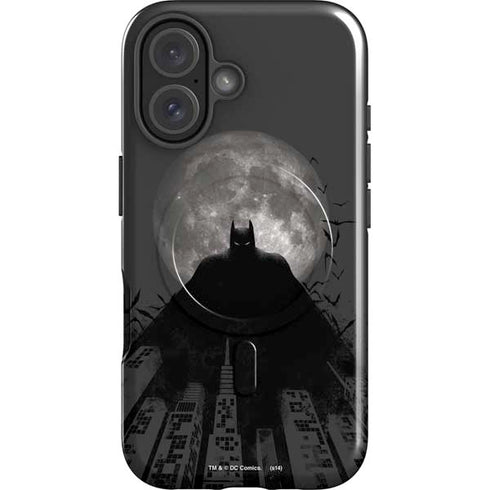 DC Comics Batman On City with Moon Art iPhone 16 Magsafe Impact Case