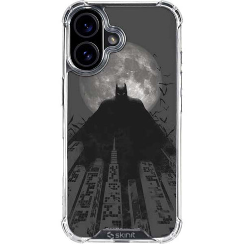 DC Comics Batman On City with Moon Art iPhone 16 Plus Clear Case