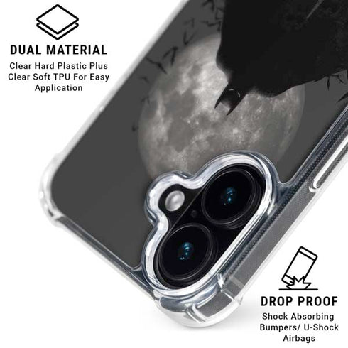 DC Comics Batman On City with Moon Art iPhone 16 Plus Clear Case