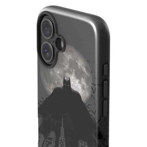DC Comics Batman On City with Moon Art iPhone 16 Plus Impact Case