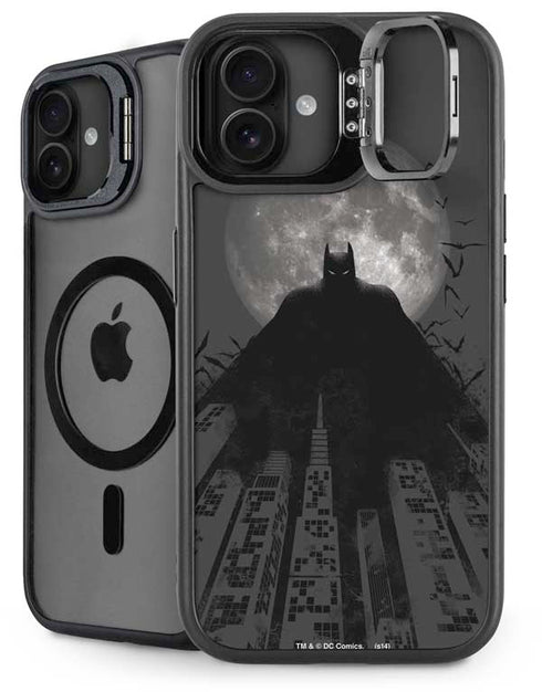 DC Comics Batman On City with Moon Art iPhone 16 Plus Kickstand Case