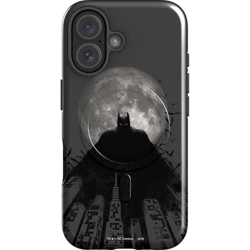 DC Comics Batman On City with Moon Art iPhone 16 Plus Magsafe Impact Case