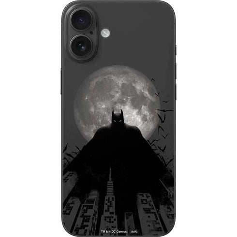 DC Comics Batman On City with Moon Art iPhone 16 Plus Skin
