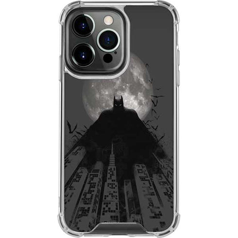 DC Comics Batman On City with Moon Art iPhone 16 Pro Clear Case