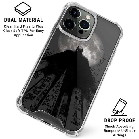 DC Comics Batman On City with Moon Art iPhone 16 Pro Clear Case
