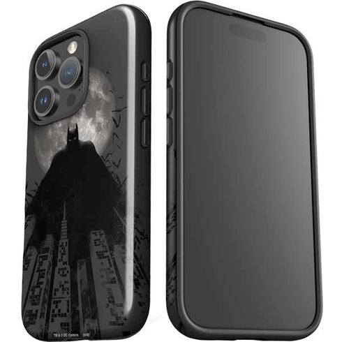 DC Comics Batman On City with Moon Art iPhone 16 Pro Impact Case
