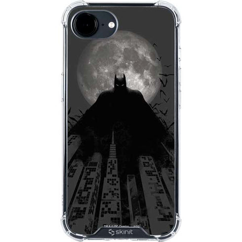 DC Comics Batman On City with Moon Art iPhone 16e Clear Case