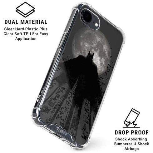 DC Comics Batman On City with Moon Art iPhone 16e Clear Case