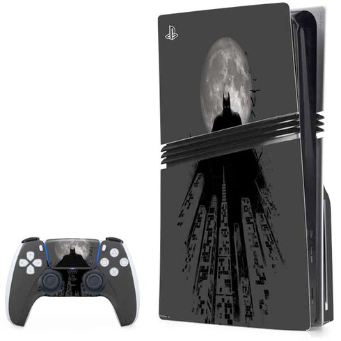 DC Comics Batman On City with Moon Art PS5 Pro Disk Bundle Skin