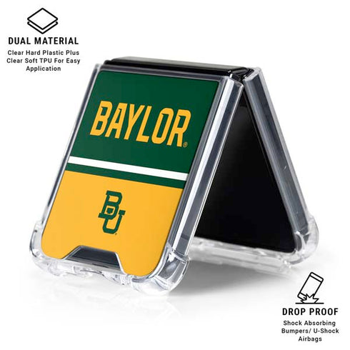 Baylor University BU Split Galaxy Z Flip7 Clear Case