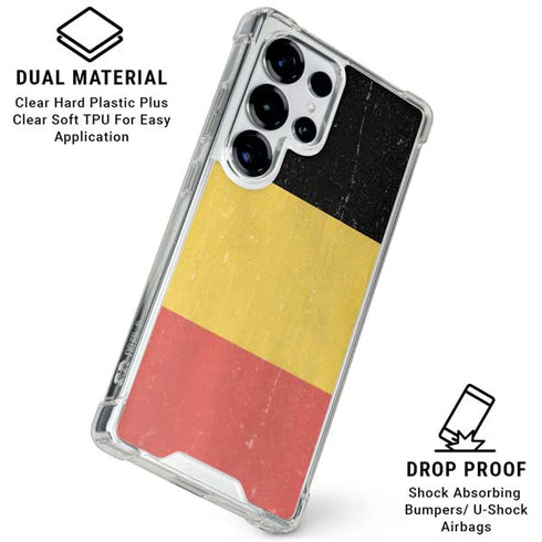 Belgium Flag Distressed Galaxy S25 Ultra Clear Case